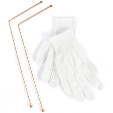 Copper Dowsing Rods - 99.9% Pure 2PCS Divining Rods+Gloves Gold+Gloves 