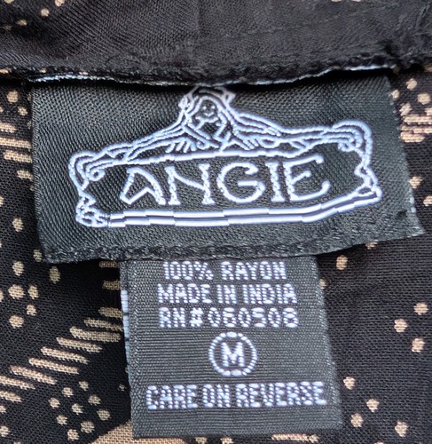 Langer Kimono Angie Boho vorne offen schwarz beige gemustert - Bild 2 von 14