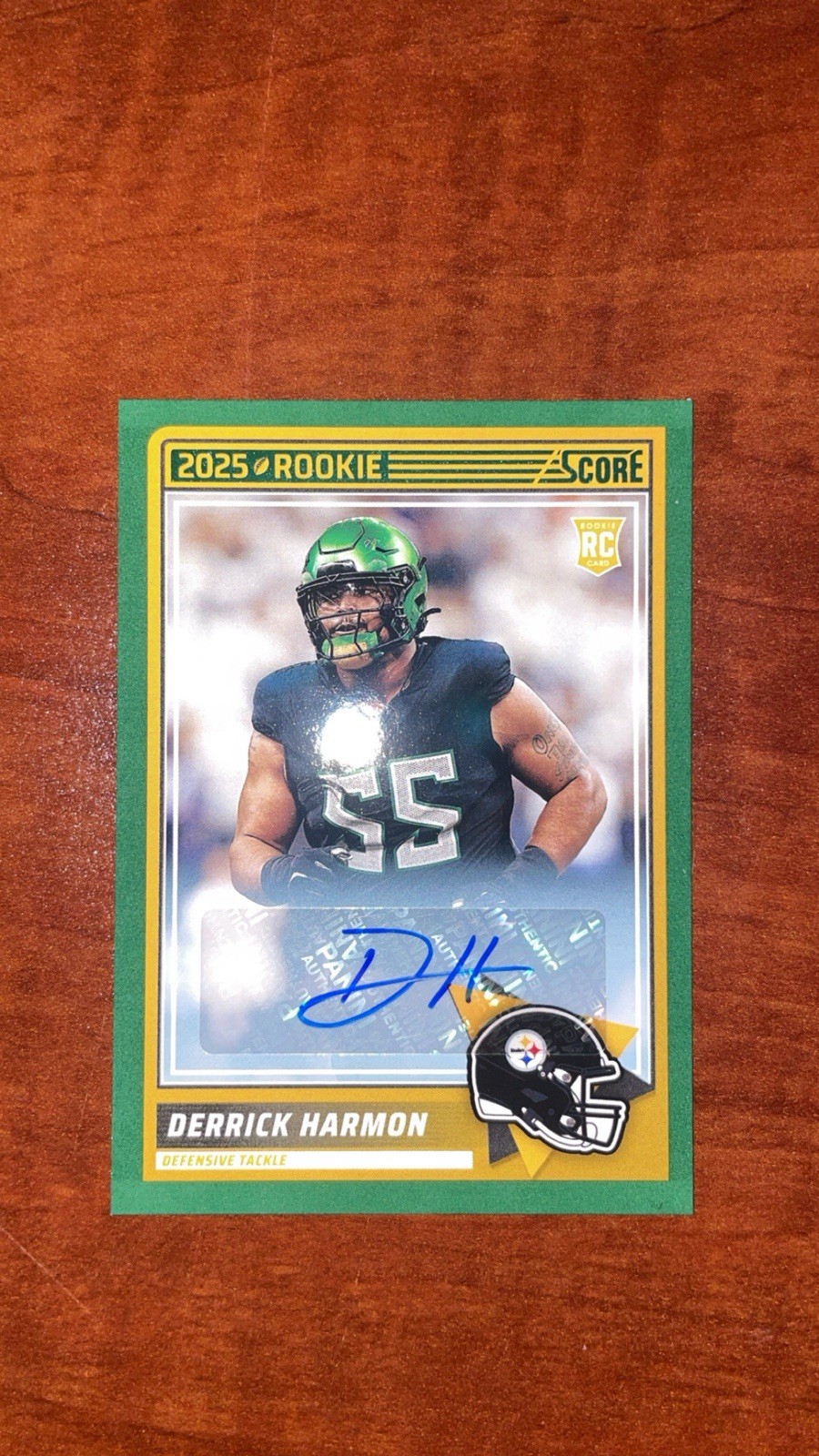 2025 Panini Score Rookie Autograph Green Derrick Harmon #81 Steelers Football