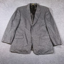 Vintage Sport Coat Men 46R Grey Houndstooth Wool Camel Hair Blazer 2 Button