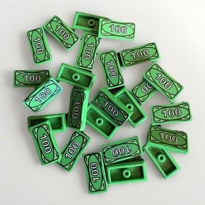 $100 Dollar Bill Tiles  25 Pieces 1x2 Green Blocks Cash Money   LEGO Compatible