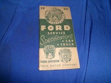 1953 Ford Truck Car Service Specifications Booklet Glove Box Book