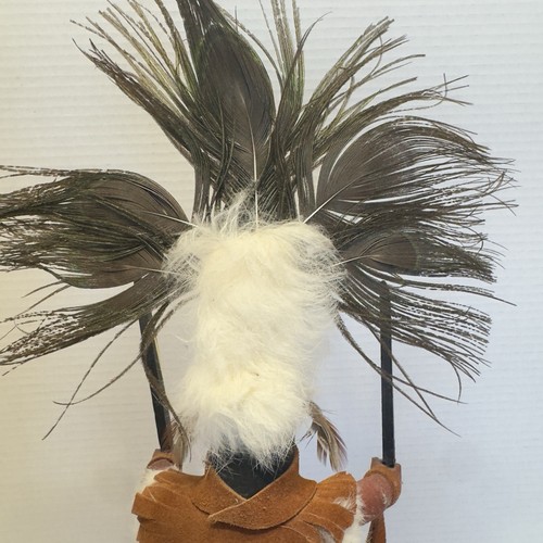 Apache Crown Dancer Kachina Doll Native American Navajo Suede 18” Artist Signed - Picture 8 of 16