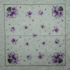 CHRISTIAN DIOR Flower White Cotton Mini Scarf Pocket Square 17.5" X 17.5" Q413