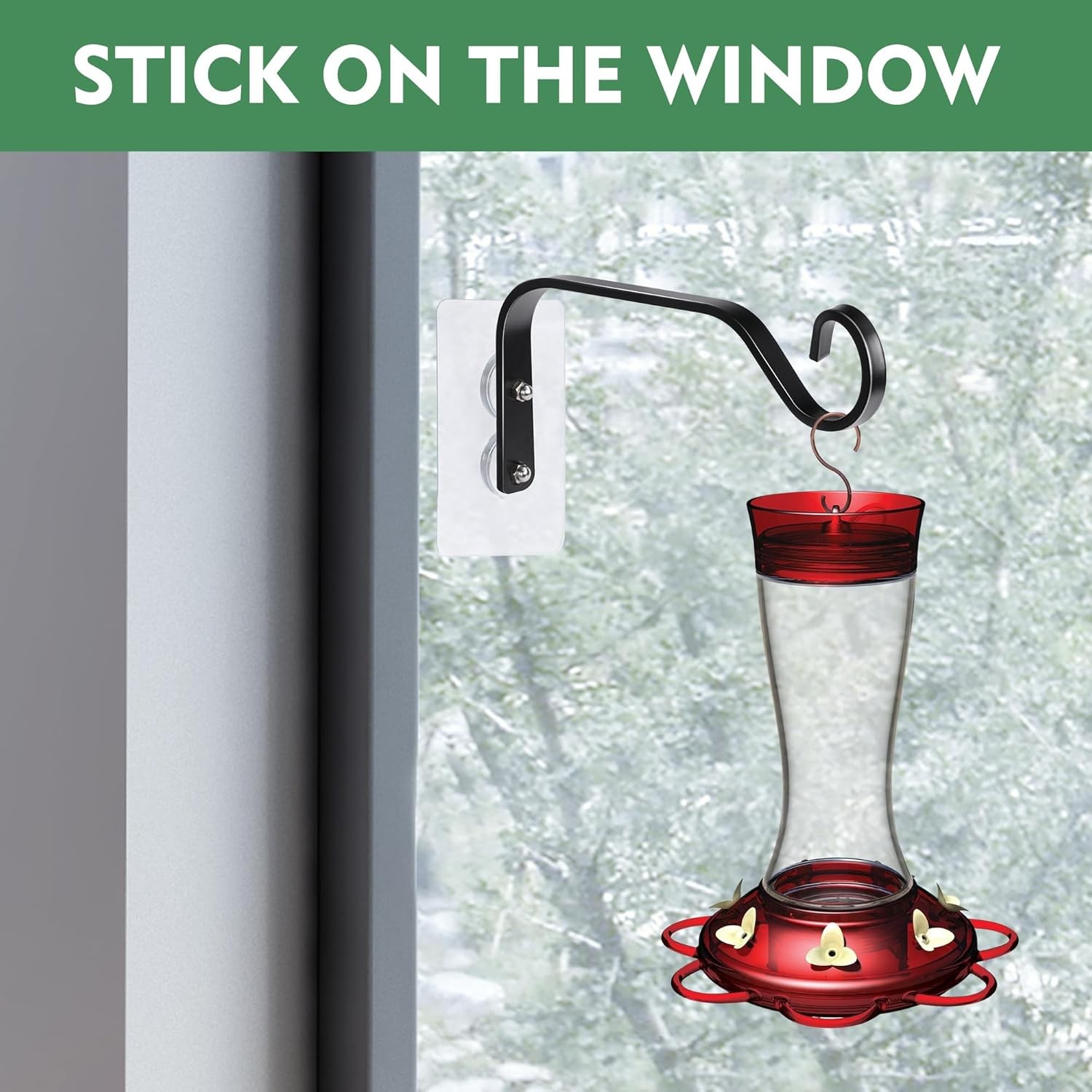 DECOHS 3 Pcs Window Bird Feeder Hanger Hook- Strong Load-Bearing Black 