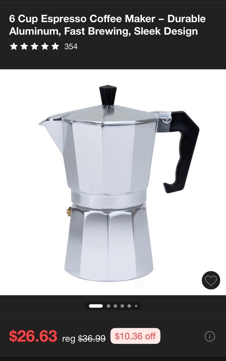Mr. Coffee Brixia 6-Cup Stovetop Espresso Maker Classic Italian Moka Pot