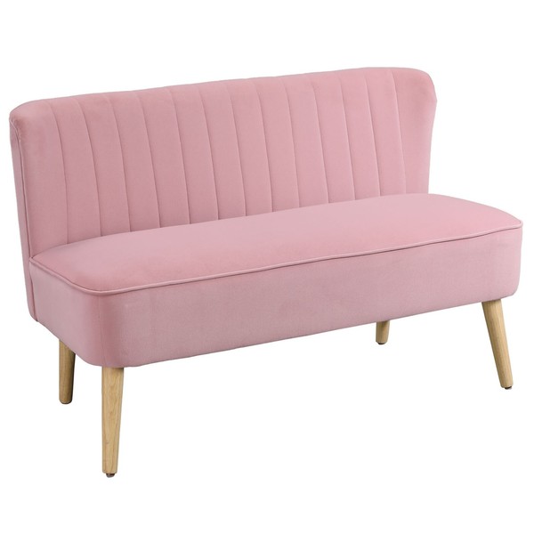 Sofa 2-Sitzer Couch Stoffsofa SitzmöBel Polstersofa Loungesofa Breit Rosa-image