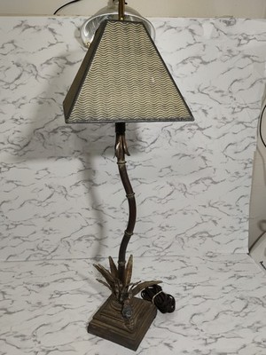 Fredrick Cooper Style Wavy Bamboo Palm Tree Monkey Buffet Lamp Vtg Regency Mcm