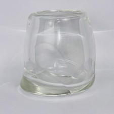 Hand-Blown Clear Glass Votive Candle Holder with Red Swirl Decoration — listing 5