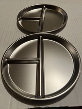 2 Pc Stainless Steel Kids Plate W/Three Compartments for Vegetables Fruits Meat