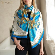 RARE VINTAGE HERMES Silk Scarf "VUE DU CARROSSE DE LA GALERE LA REALE" Carre 90