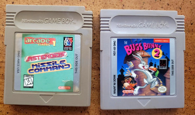VINTAGE ~ GAMEBOY VIDEO GAMES : MISSILE COMMAND & BUGS BUNNY CRAZY CASTLE 2