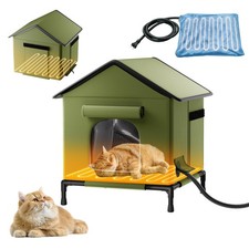 Heated Outdoor Cat House for Outsid-Wide Winter Shelter for Ferals - Cat Hous...