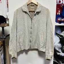 Vintage 1950s Lakeland Atomic Fleck White Blue Rayon Gabardine Ricky Jacket Lrg