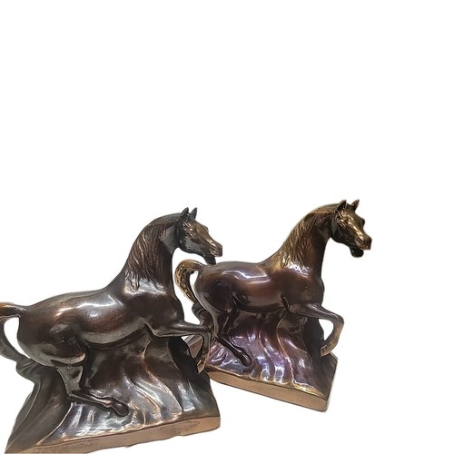  Bronze horses Bookends Sculpture 1940s Equestrian Arabian Artisan Cowboy 