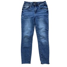 Judy Blue Jeans Women s Sz 5/27 Relaxed Fit Stretch Blue Mid Rise Denim Raw Hem