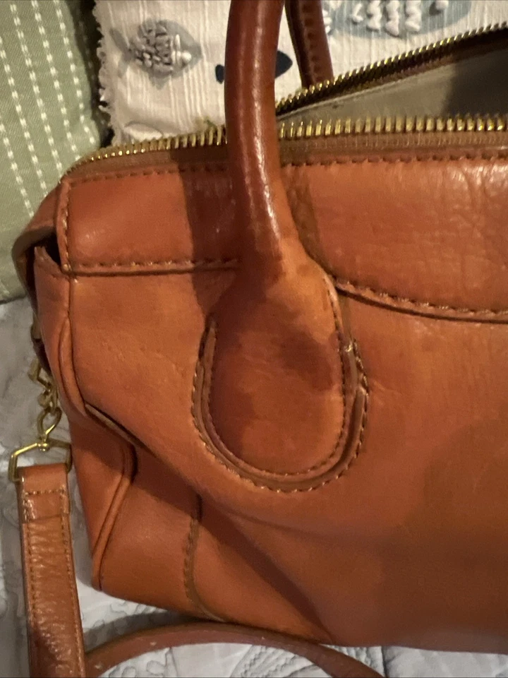 J Crew 棕色挎包真皮单肩包  — 第 3/4 张图片