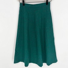 VTG 70s Hunter Green Donegal Speckled Knit Skirt Size 5 Dark Academic Boho Chic