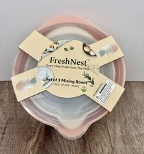 FreshNest Mixing Bowls With Lids Peach Cream Gray Set of 3