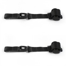Ford 1949 - 1951 Standard 2pt Black Retractable Bucket Seat Belt Kit - 2 Belts
