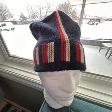 1970's Wigwam Ski/Snowboarding Hat Wool Beanie Red/White/Blue Striped