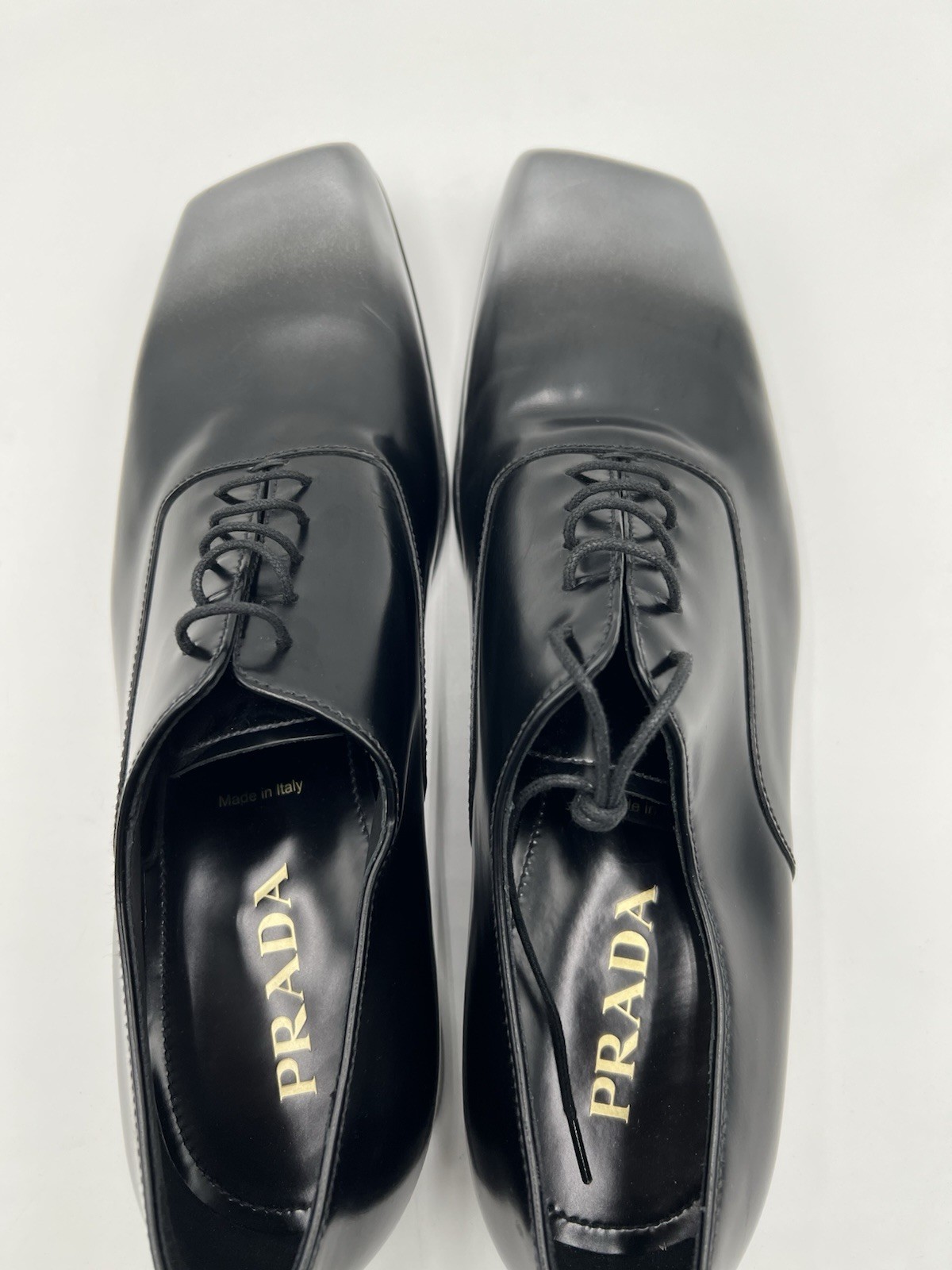 Men’s Prada Nuanced Brushed Leather Lace-UpShoes Black Silver Size 9.5UK thumbnail 5