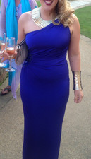 Lipsy Cobalt Blue Full Length One Shoulder Jewelled Ruched Ocassion Dress
