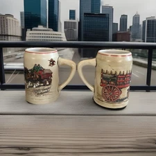 VTG Lot Of 2 Budweiser Mugs Clydesdales Stein Anheuser-Busch Ceramarte