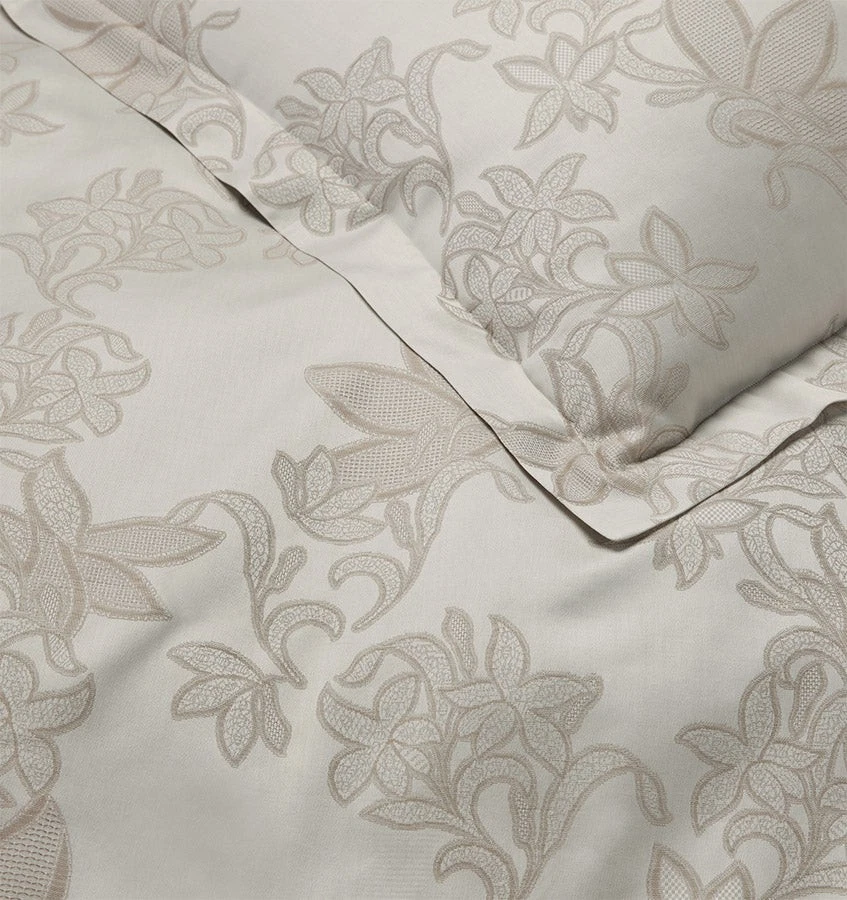 Sferra Tivoli Standard Sham (Taupe) Floral Algodón Satén Jacquard Italia Nuevo Foto 4 de 4