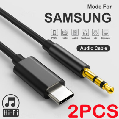 2X For Samsung S26 S25 S24 S23 S22 S21Type-C to 3.5mm AUX Audio Car Adapter Cord
