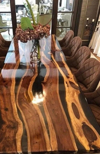 Black Epoxy Live Edge Wood Dining Center Custom Coffee Table Top Home Decor Arts - Picture 4 of 9