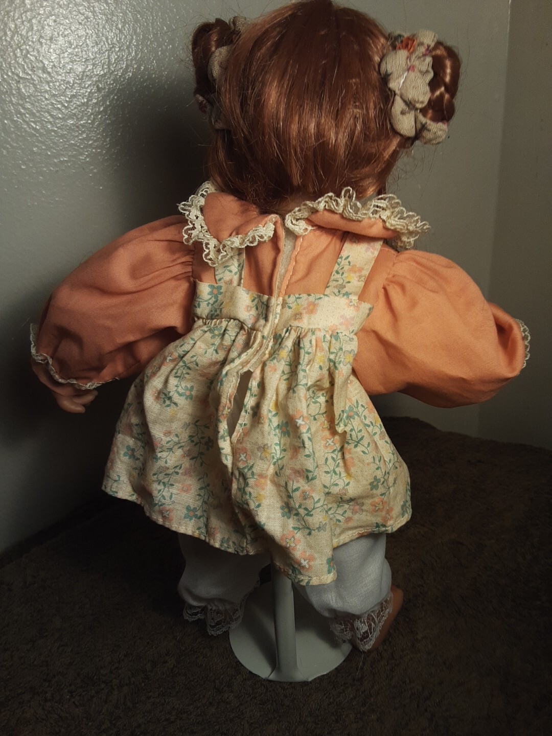 Collectors Choice  Doll Red Hair Vintage Porcelain On Stand 12