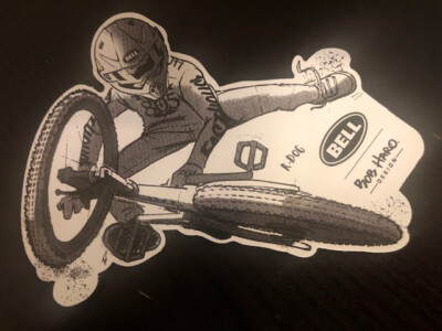 BELL Helmets  Gray White 5X4 sticker/decal BMX Motocross Bob Hard