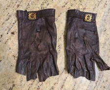 Vintage Women's Size L Brown Leather Gloves Horror Costume Thrashed Slashed