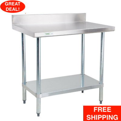 24'' x 36'' Stainless Steel Work Prep Shelf Table Commercial 4'' Backsplash NSF 