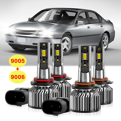 For Chevrolet Impala 2000-2005 4x Combo LED Headlight High Low Beam Bulb 26000LM