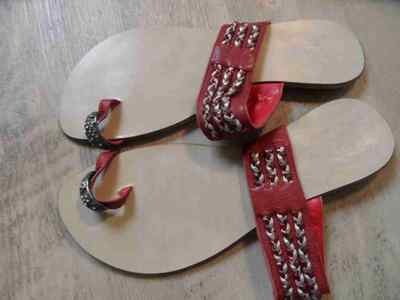 COLLCI stylische Zehensandalette rot m. Ring Gr. 38 NEUw. ZC1116