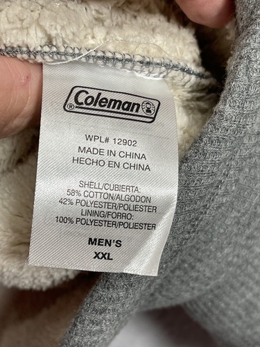 Coleman Thermal Fleece Lined Shirt Men Sz XXL LS Gray Warm Outdoor Snap pocket - Picture 4 of 6