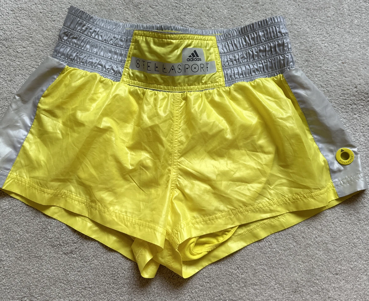 Rare Adidas Stella McCartney Yellow Boxing Sport Gym Shorts Women's UK 6-8  B1244