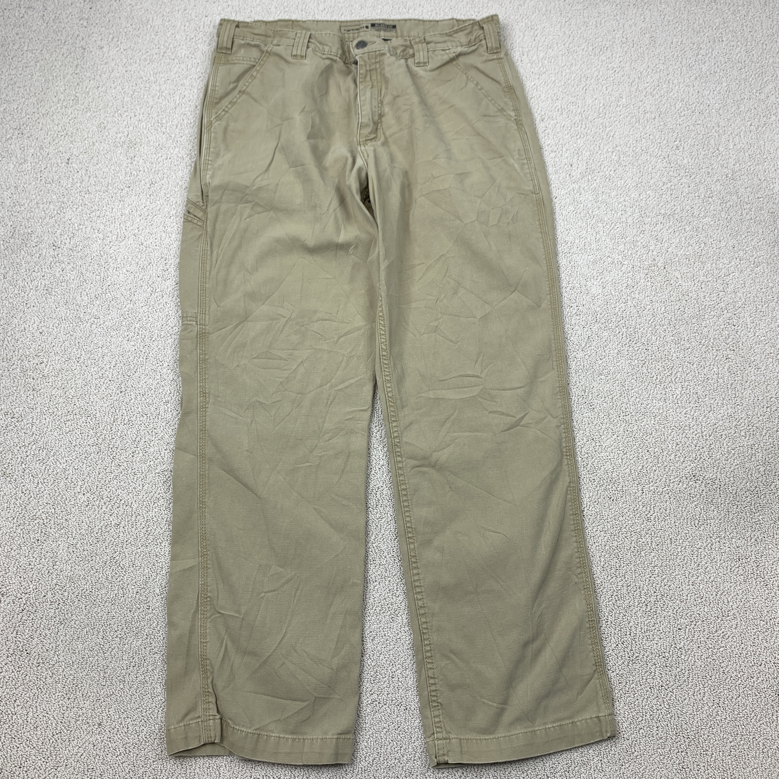 Carhartt Relaxed Fit Pants Men's 36x32 Khaki Cotton Blend Durable Workwear