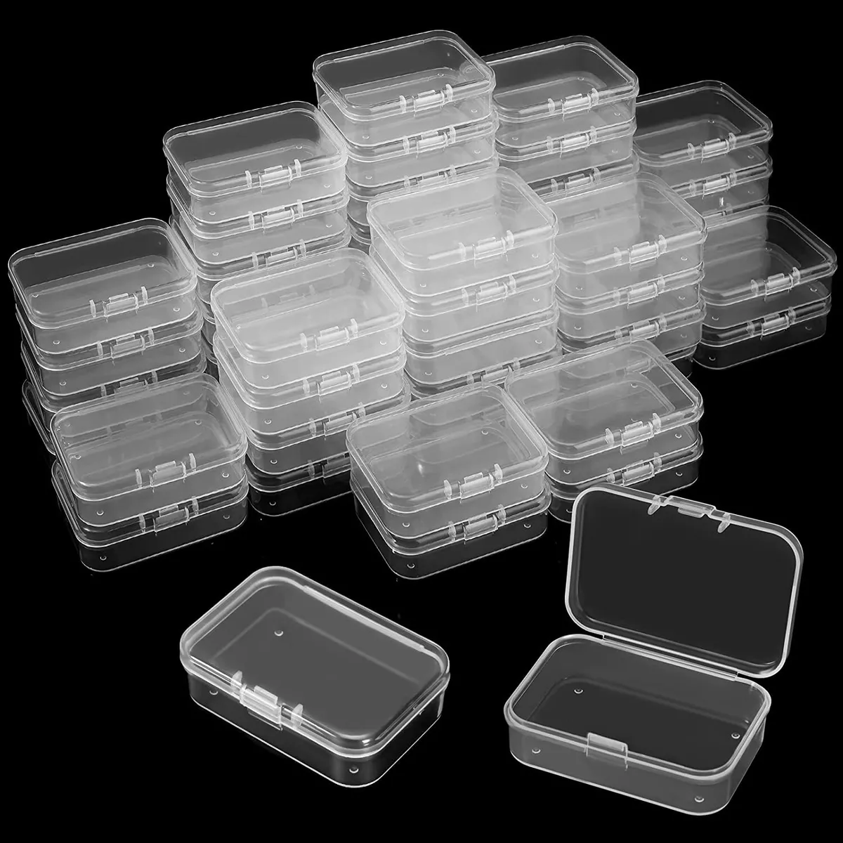 .com: 48 Packs Clear Small Plastic Containers Transparent Storage Box  with Hinged Li…