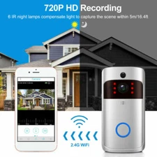 Video Doorbell Camera, Wi-Fi with Smart PIR Motion Detection, Wide Angle 720HD