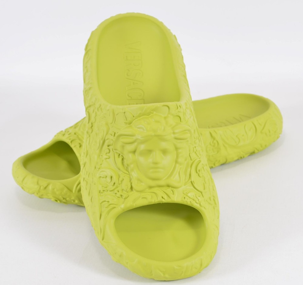 NEW Versace Men's BAROQUE MEDUSA Citron Rubber Pool Slides Sandals Size 43 10