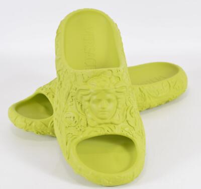 NEW Versace Men's BAROQUE MEDUSA Citron Rubber Pool Slides Sandals Size 43 10