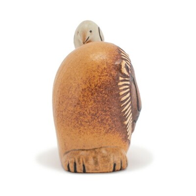 Lisa Larson Lion with Bird Gustavsberg Small Pottery Figure Made