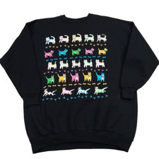 Vintage 90s Cats  Dogs Puff Print Crewneck Grandma Sweatshirt Kitty, One Size