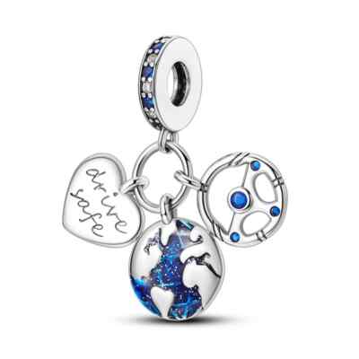 Charm Gatto In Argento 925 Con Zirconia Blu – Ciondolo Per Bracciale E Collana, Compatibile Marchi Europei