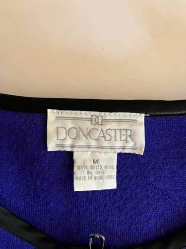 Vintage Doncaster Size M Violet Boiled Wool Jacket Full Zip Satin Trim - Picture 2 of 14