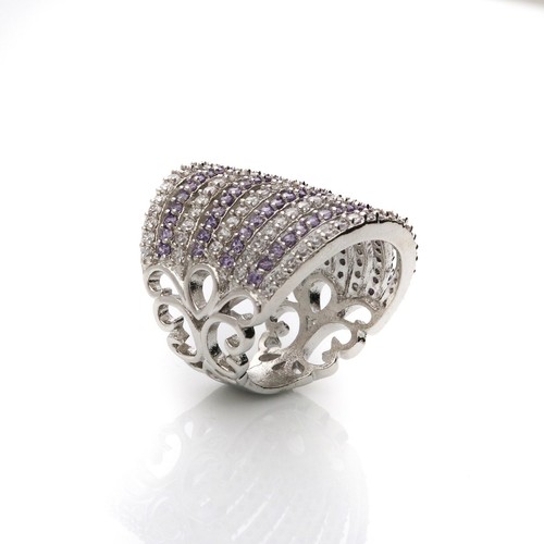 Elegant Mehrfarbig Mit Weiß Cz Multiband Ring IN Silberfarben - 7 Reihen Design - Bild 39 von 70