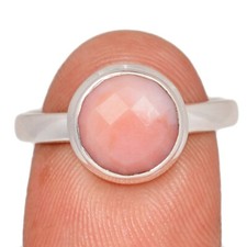 Natural Peruvian Pink Opal 925 Sterling Silver Ring Jewelry s.8 CR73613